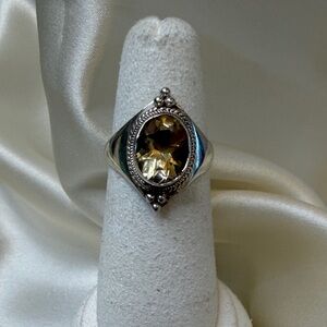 Elegant Sterling Silver and Citrine Ring  size 6